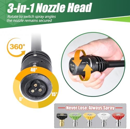 Pressure Washer Gun Wand & 3-in-1 Adjustable Nozzle, M22-14mm - Image 3