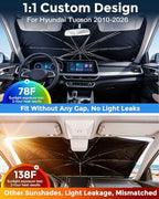 Weektic Custom Windshield Sun Shade Umbrella for Hyundai Tucson 2010-2026, [Double Thickened Ice Crystal Coating] Sun & Heat Protection, Keep Vehicle Cool & Protect Interior - Image 2