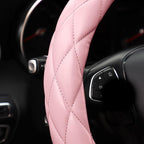 YHONGJT Soft Microfiber Leather Steering Wheel Cover, Universal 15 Inch for Women Girls, Fit Vehicles, Sedans, SUVs, Vans, Trucks - Light Pink - Image 4