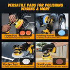 Cordless Car Buffer Polisher kit, DA Polisher with 2*21V Batteries - Image 6
