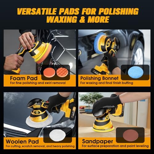 Cordless Car Buffer Polisher kit, DA Polisher with 2*21V Batteries - Image 6