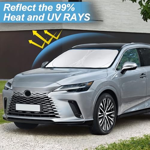 Custom Fit Lexus RX Windshield Sunshade for 2023-2025 2026 RX 350, RX 350 F Sport, RX 350L Accessories Front Window Shades Cover for Windshield Sun Visor Protector 210T Foldable Shade Blocks UV Rays - Image 2