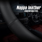 LKWLIKEI Nappa Premium Leather car Steering Wheel Cover, Non-Slip, Breathable, Universal 15 inches, Black. - Image 5