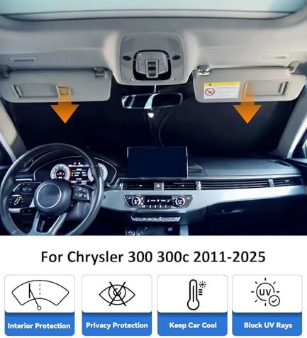 Windshield Sun Shade for 2011-2025 Chrysler 300 300c Accessories - Image 2