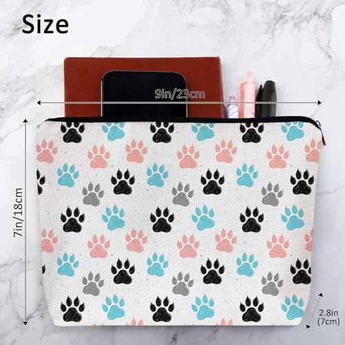 Makeup Bag Dog Paw Makeup Bags For Purse Pouch, Colorful Cat Paws Dogs Print Travel Toiletry Bag Cosmetic Bag Makeup Bags Flax Makeup Organizer Bag Pencil Pouch For Man Woman - Image 4