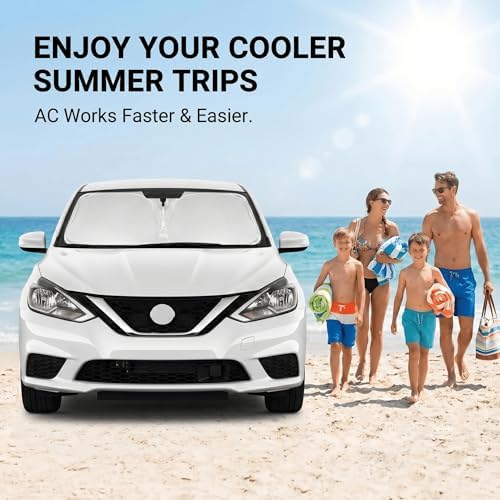 for Nissan Sentra Windshield Sun Shade 2014-2019 - Front Window Shade Custom Fit Sentra Accessories Sun Visor Foldable Shade Blocks UV Rays Summer Must Have Car Accessories - Image 4
