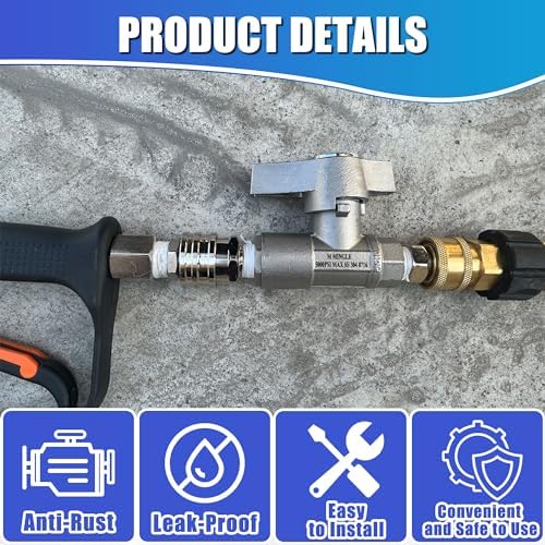 M MINGLE Ball Valve Pressure Washer, 3/8" Quick Connect Ball Valve for Power Washer Hose, 5000 PSI - Image 6
