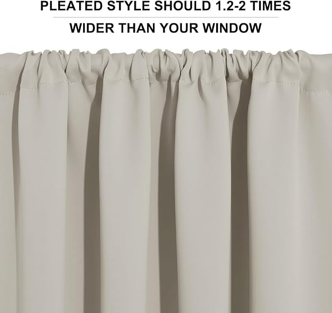RYB HOME Short Privacy Curtains 30 inch Long for Bathroom Window | Thermal Insulated, Heat Blocking, Rod Pocket, Half Window Curtain Tiers for Nursery Bedroom, W42 x L30, Natural, 2 Panels - Image 3