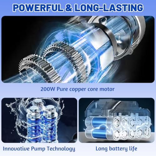 Cordless Portable Washer with 32.8FT Hose, 6-in-1 Nozzle & Foam Pot, Handheld Battery Car Cleaner for Home Outdoor Patio Garden Boat Fence - Image 4