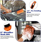 26Ft Reach Car Wash Kit with 5-20FT Telescopic Extension Pole, Car Wash Brush with Long Handle, Wheel Tire Brush, Car Wash Mop, Mitt, Squeegee for Cleaning Car, SUV, RV, Boats, Solar Panels - Image 5