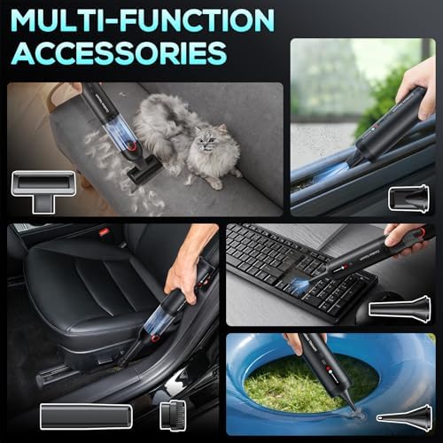 Cordless Car Vacuum XJ02, 21KPa Portable Handheld Car Vacuum Cleaner, Pre-Filter & HEPA Filter System, 7800mAh Battery, Mini Vacuum with Multi Nozzles for Car, Home, Office, Pet Hair Cleaning - Image 4