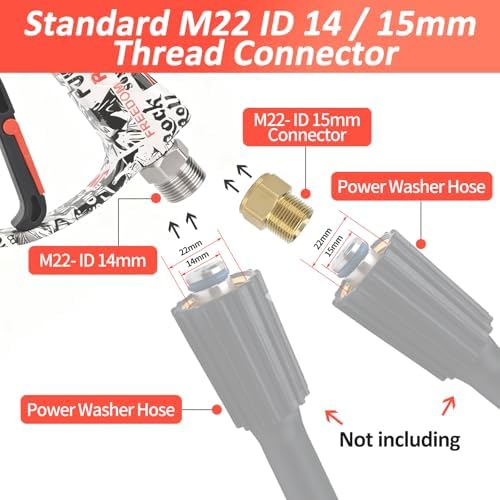 BEAR FORCE Pressure Washer Color Painted Short Spray Gun M22-ID14mm Max 3000 PSI & Foam Cannon Foam Gun Set, for Kar-Cher Pressure Washer, Light Duty Foam Lance Thick Foam Blaster, Car Care Detailing - Image 5