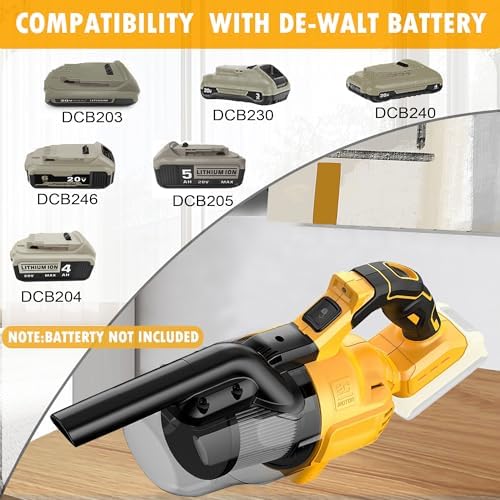 Cordless Vacuum Cleaner for Dewalt 20V Battery, 5 in 1 Handheld Electric Vacuum with Washable HEPA Filter，50CFM 100AW Cordless Vacuum for Floor, Carpet, Car(Battery Not Included) - Image 6