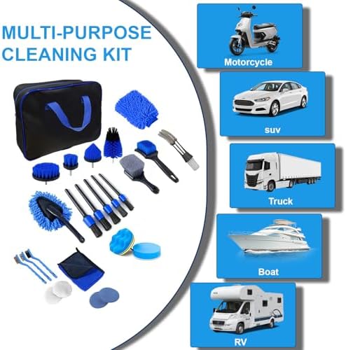 26PCS Car Detailing Kit, Car Detailing Brush Set, Car Cleaning Kit, Auto Detailing Tools for Interior Exterior Wheels, Professional Car Wash Accessories with Windshield Cleaning Tool and Storage Bag - Image 7