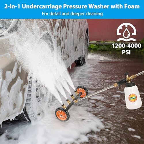 2-in-1 16’’ Undercarriage 4000 PSI Pressure Washer Water Broom with Bottle - Image 2