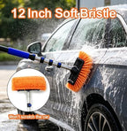 AgiiMan Car Wash Brush with Long Handle, 3-12FT Telescoping Car Cleaning Kit, Soft Bristle RV Wash Brush and Car Wash Mop for Car Truck SUV RV Boat Solar Panel House Siding Exterior Washing - Image 3