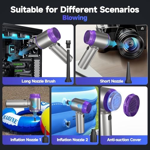 Car Vacuum Portable Cordless, 22000PA High Power handheld Vacuum Cleaner with Brushless Motor,11 in 1 Mini Hand Held Vacuum Cordless Rechargeable Air Duster/Blower/Pump for Car, Home, Pet, Office - Image 3