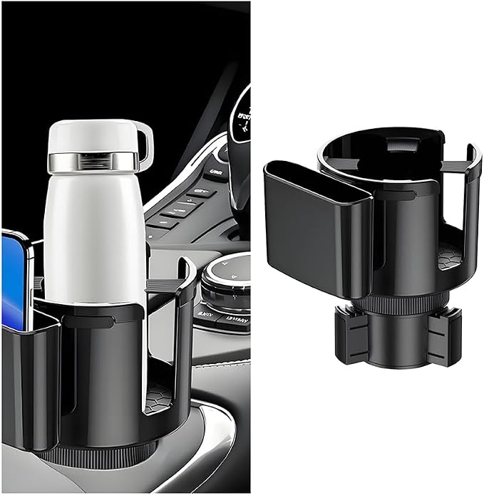 Car Cup Holder Expander, 2-in-1 Vehicle Water Bottles & Phone Holder with Adjustable Base, Versatile Automotive Interior Storage Accessories, Universal for SUV Truck Sedan by Unknown