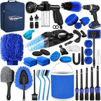 Qydipclin 45Pcs Car Detailing Kit, Car Detailing Brush Set, Car Wash Cleaning Kit, Car Detailing Brushes, Professional Car Care Kit for Interior Exterior Wheels, Blue by Qydipclin