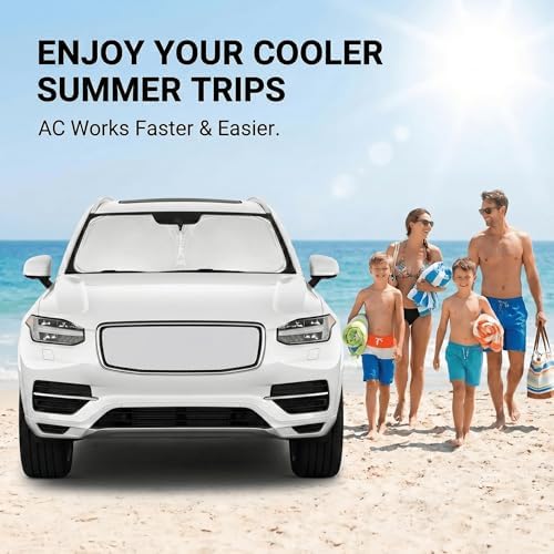 Windshield Sun Shade for Volvo XC90 2016-2024 2025 2026 Sunshade Front Window Shade Custom Fit XC90 Accessories Sun Visor Foldable Shade Blocks UV Rays Accessories - Image 4