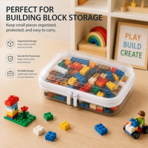 Clear Hard Shell Zipper Case, PET Organizer Box, 2L+1M+1S | Transparent Case for Cosmetics, Makeup, Toy, Home, Office, Stationery, Pencil, Fruit, Building Blocks, File - Image 4