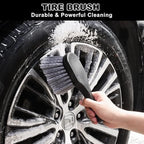 9Pcs Car Wheel & Tire Brush Kit, Wheel Cleaner Brush, Soft-bristled Rim Brush, Tire Shine Applicator Pad, Car Wash Mitt, Towel, Car Detailing Cleaning Wash Brush Supplies Kit - Image 3