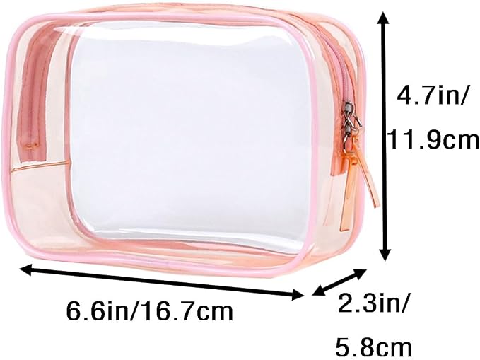 Buminee Clear Pouch Small, 6.6"x2.3"x4.7" Size TSA Approved Toiletry Bag, Travel Bags for Toiletries, Cosmetic Bag for Women and Men - 1 Pack Pink | 6.6"x2.3"x4.7" Size, Travel Bags for Toiletries, Cosmetic Bag for Women and Men - Image 2