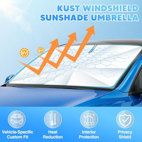 KUST Windshield Sun Shade Umbrella for 2011-2025 2026 Kia Sportage | Custom Fit Windshield Sunshade | Foldable Sunshade with Bendable Handle | Blocks Heat & UV Rays Keep Car Cool Sunshield - Image 2