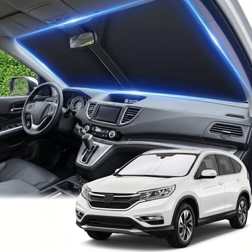 Windshield Sun Shade for Honda CRV 2012-2016 Front Window Shade Custom Fit CR-V LX, EX, EX-L, Sport, Sport-L, Touring Sun Visor Foldable Shade Blocks UV Rays Summer Must Have Car Accessories by AuyNeas