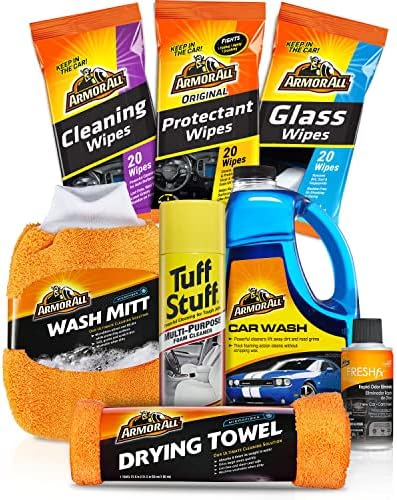 Armor All Car Wash and Cleaner Kit - 8-Piece Complete Set with Wash Concentrate, Wipes, Microfiber Towels & Air Freshener, Gift for Dad by ArmorAll