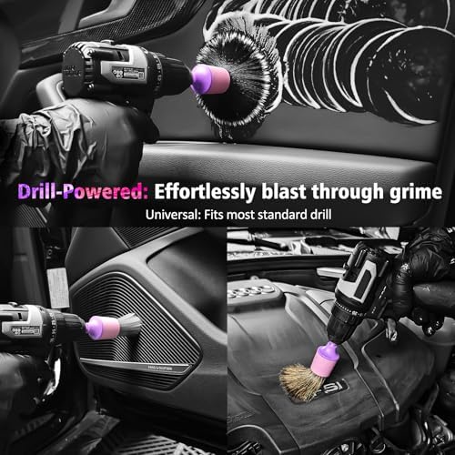 YeewayVeh 3PCS Car Detailing Drill Brush Set, Mixed Detail Brushes, Pink - Image 3
