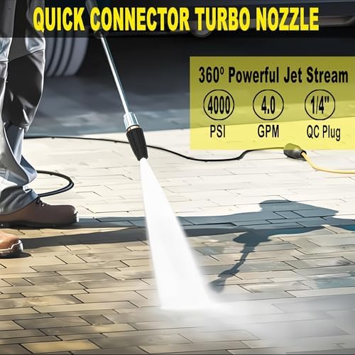 Selkie Turbo Nozzle for Pressure Washer, 4000 PSI Rotating Turbo Nozzle 1/4" Quick Connect, 7 Pieces Spray Nozzle Tips & Nozzle Holder, Additional 1.1 mm Orifice Nozzle - Image 3