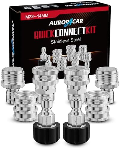 AURORA CAR Pressure Washer Quick Connect Kit, Stainless Steel Adapter 8 Pcs by AURORACAR