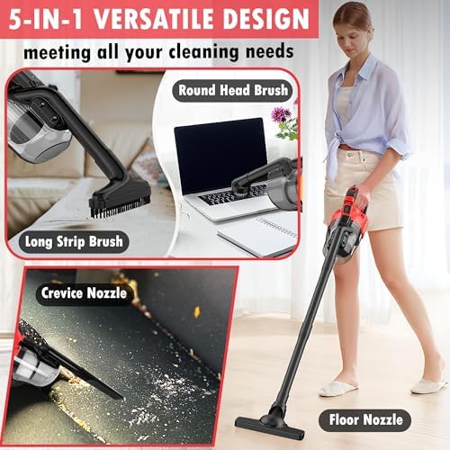 Cordless Vacuum Cleaner for Milwaukee M18 Battery, 5 in 1 Cordless Vacuum with 500W Brushless Motor Max 18000r/Min，50CFM 100AW Handheld Vacuum Cordless for Floor, Carpet, Car，Furniture(No Battery) - Image 5