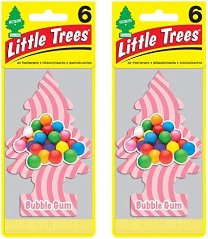 Little Trees Cardboard Hanging Car, Home & Office Air Freshener, Bubble Gum (Pack of 12) by LITTLETREES