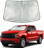 Windshield Sun Shade Custom Fit for 2019-2026 Chevy Silverado & GMC Sierra 1500-3500, Advanced Diamond-Patterned Heat Shield to Block UV Rays, Foldable Truck Visor, Precise Cutout by Giselia