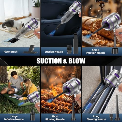 Car Vacuum Cleaner High Power - 22000PA Portable Car Vacuums 4 in 1 Compressed Air Duster & Blower Hand Held Vacuum Cordless with Brushless Motor for Cars Home Office Camping Ideal Gifts for Men women - Image 2