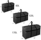 Extra-large Tarp Storage Bag (Black, 45Gal/170L - 2 Pack) | Double Zipper, Moisture Resistant and Dustproof, Lightweight Foldable for Moving, Travel, Camping, and Seasonal Organization - Image 6