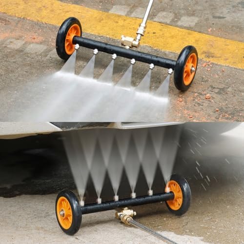 Undercarriage Pressure Washer Attachment with 6 Nozzles, 16" Water Broom by Siebwin