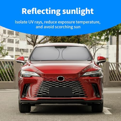 Front Windshield Sun Shade Custom Fit Compatible for RX350 RX350L RX450H 2009-present Sunshade Foldable UV Ray Reflector Sun Visor Protector Accessories Shield Cover Reflective (for RX 2009-present) - Image 3