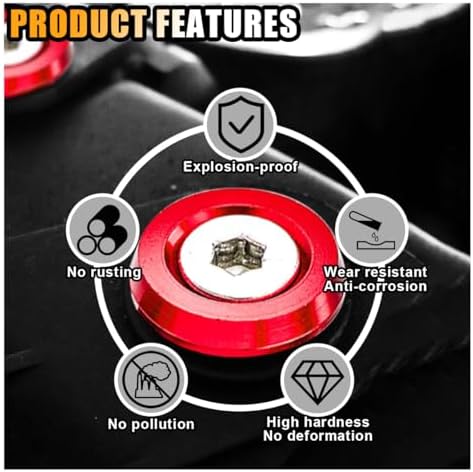 smilfuy 20PCS Aluminum Bumper Fender Washer Stainless Steel Bolts, Red - Image 4
