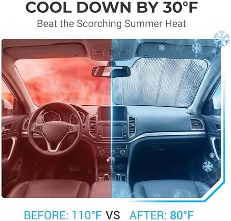 1 PC Foldable Windshield Sun Shade, Reflective Sun Protector for Front Window, Heat Blocking Car Sunshade, Universal for Most Cars, Trucks, SUVs (Silver) - Image 5
