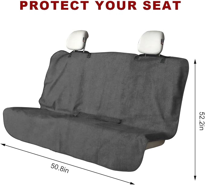 Car Towel Seat Cover, Waterproof Non-Slip Back Seat Protector for Post Gym Workout Beach Hiking, Sweatproof Washable Bucket Seat Protective Cover for Car SUV Truck Sedan (Gray) - Image 2