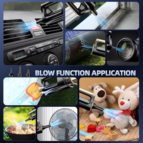 MONOZEL Mini Vacuum Cleaner for Car, 18000Pa 2 in 1 Vacuum Cleaner&Air Duster, 130W Brushless Motor Handheld Vacuum Cordless with 7800mAh Battery, LED Light, Multi-Nozzles for Home, Office, Pet - Image 5
