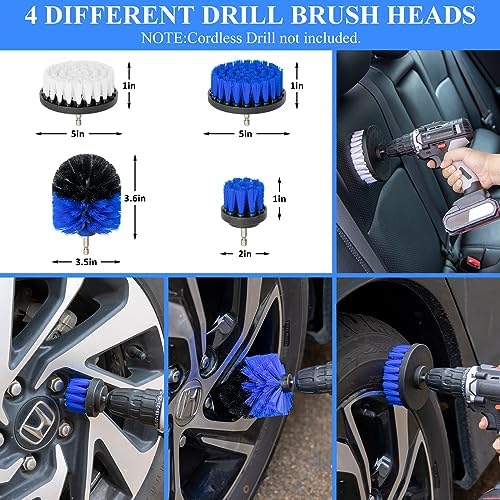 34Pcs Car Detailing Brush Set, Car Detailing Kit, Auto Detailing Drill Brush Set, Car Detailing Brushes, Car Wash Cleaning Tools Kit for Interior, Exterior, Wheels, Blue - Image 2
