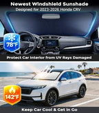 DMJN Front Windshield Sun Shade for Honda CRV (2023-2026), [Nano Ice-Crystal Coatings] UPF50+ Heat & UV Block, Protect Car Interior & Keep Cool, Flodable Steel-Ring Car Cover for Summer - Image 2