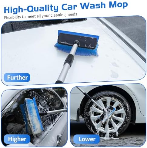 Ordenado 56" Car Wash Brush with Long Handle, Soft Bristle& Rubber Squeegee - Image 6