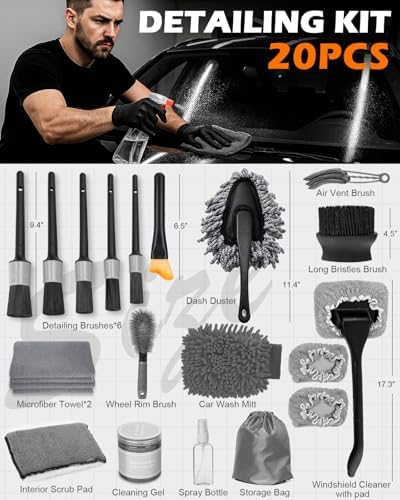 20Pcs Windshield Cleaner Tool - Car Interior Detailing Brush Kit with 200g Cleaning Gel, Microfiber Car Wash Mitt, Dash Duster & 2-Sided Scrubber, All-in-One Inside Car Cleaning Supplies Tool - Image 2
