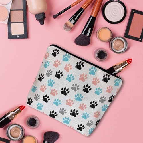 Makeup Bag Dog Paw Makeup Bags For Purse Pouch, Colorful Cat Paws Dogs Print Travel Toiletry Bag Cosmetic Bag Makeup Bags Flax Makeup Organizer Bag Pencil Pouch For Man Woman - Image 3