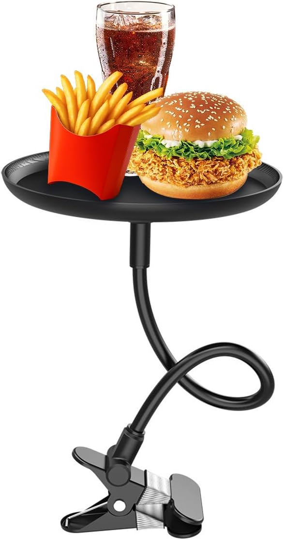 Zpana Car Adjustable Food Tray, 360° Non-Slip Swivel Vehicle Snacks & Drinks Dining Table, 8.7 Inches Diameter Automotive Clip Type Storage Tray, Universal for SUV, Truck, RV by Zpana